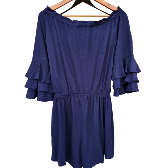 Lilly Pulitzer Calla Off the Shoulder Romper True Navy Size S - Picture 7 of 10
